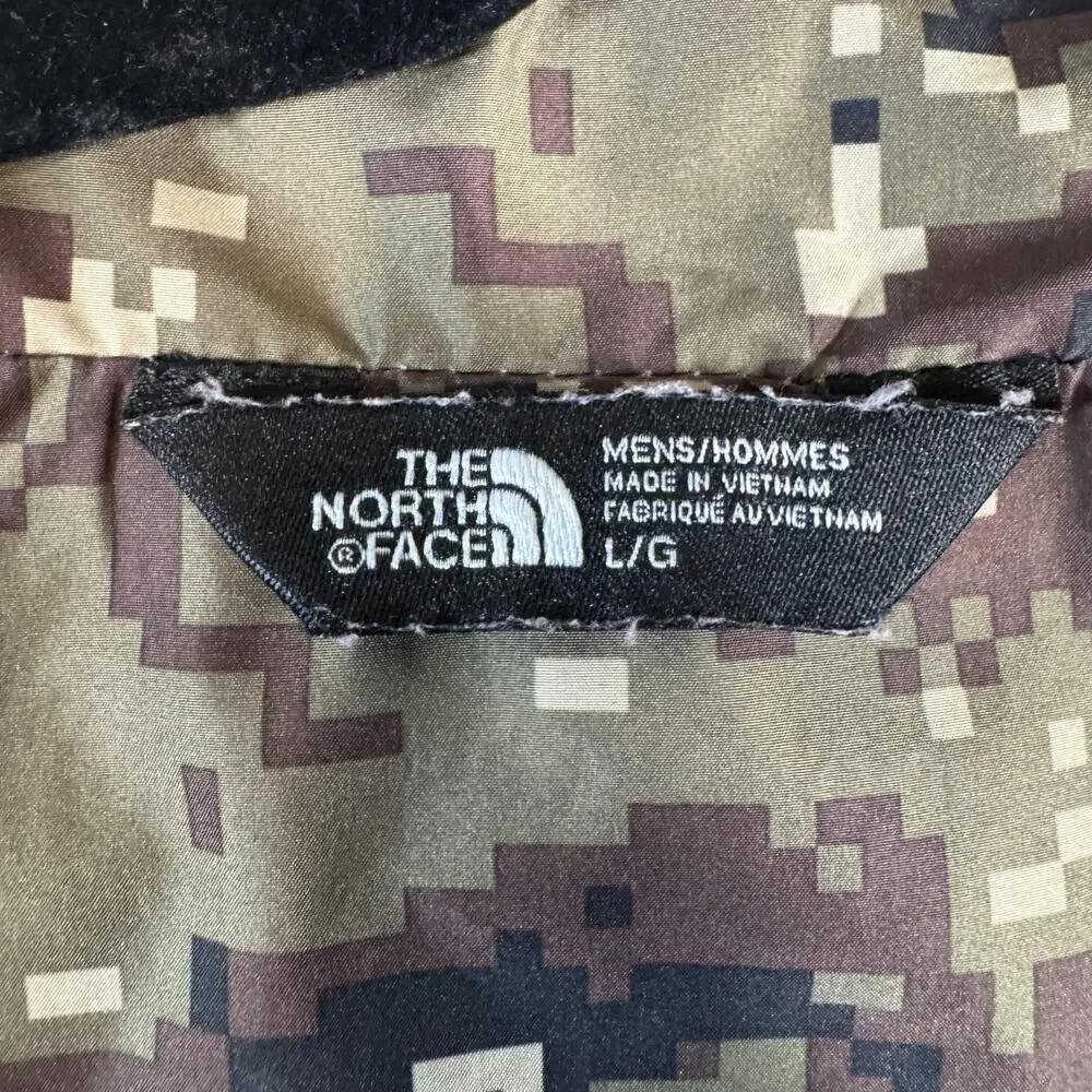 The North Face Millerton Jacket Mens Large Black Hooded Camo Lined Rain Coat